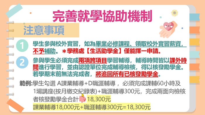 【高教深耕D分項】114-2經濟不利學生課業輔導暨職涯輔導獎勵金申請圖片